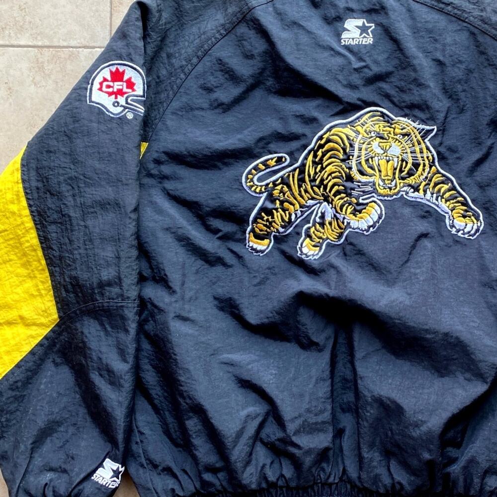 Hamilton Tiger-Cats 90s STARTER puffer jacket L black gold CFL football vintage